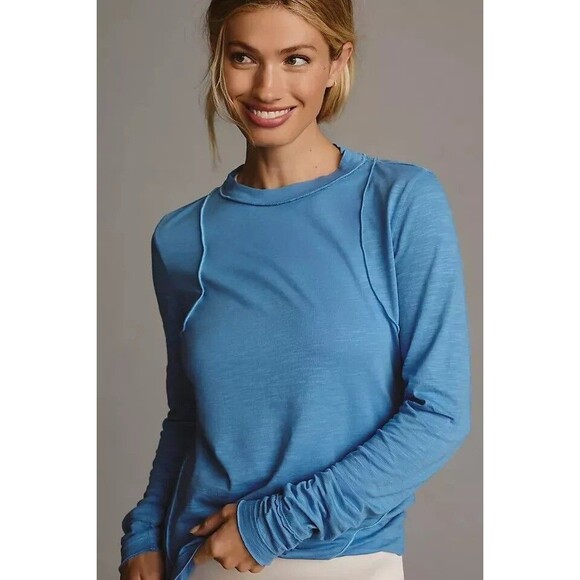 Anthropologie Pilcro Reconstructed Racer Tee Tunic Top Long Sleeve S NWT 280122 - Picture 3 of 12